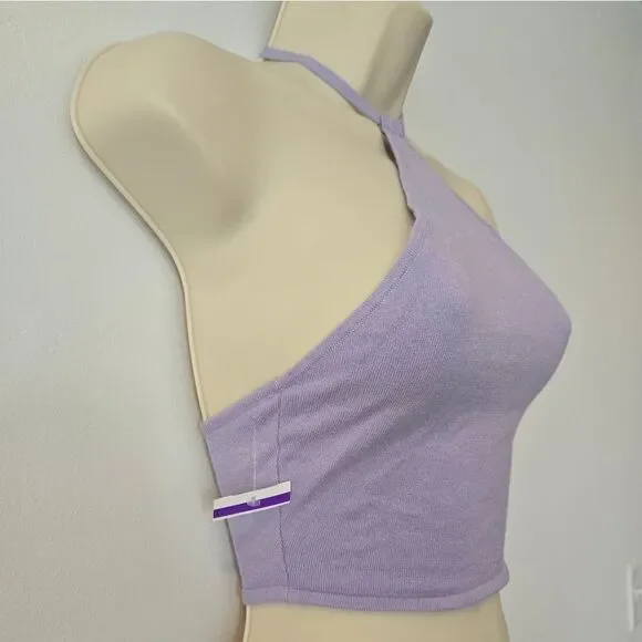 Weworewhat Knit Halter Crop Top Lavender - Picture 3 of 5